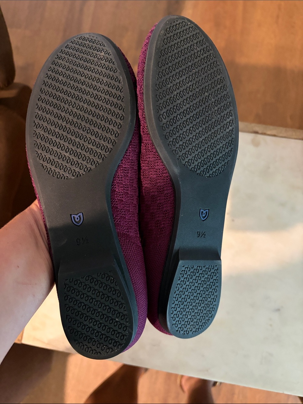 Rothy's Women's Knit Loafer in Plum with Blue Trim - Picture 2 of 2